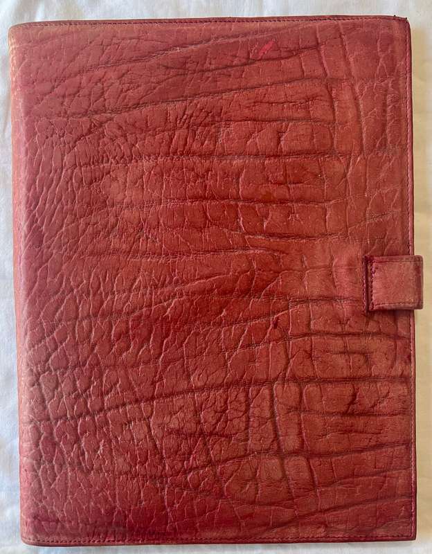 DEEP RED A4 SIZE BUFFALO LEATHER FOLDER IN GOOD CONDITION