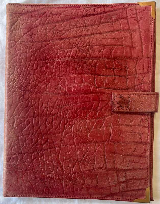 DEEP RED A4 SIZE BUFFALO LEATHER FOLDER IN GOOD CONDITION