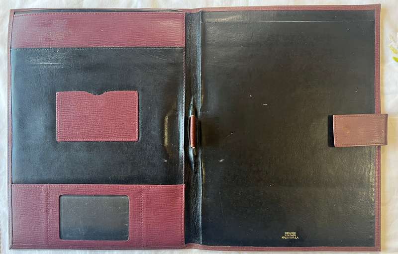 MAROON A4 SIZE LEATHER FOLDER IN EXCELLENT CONDITION