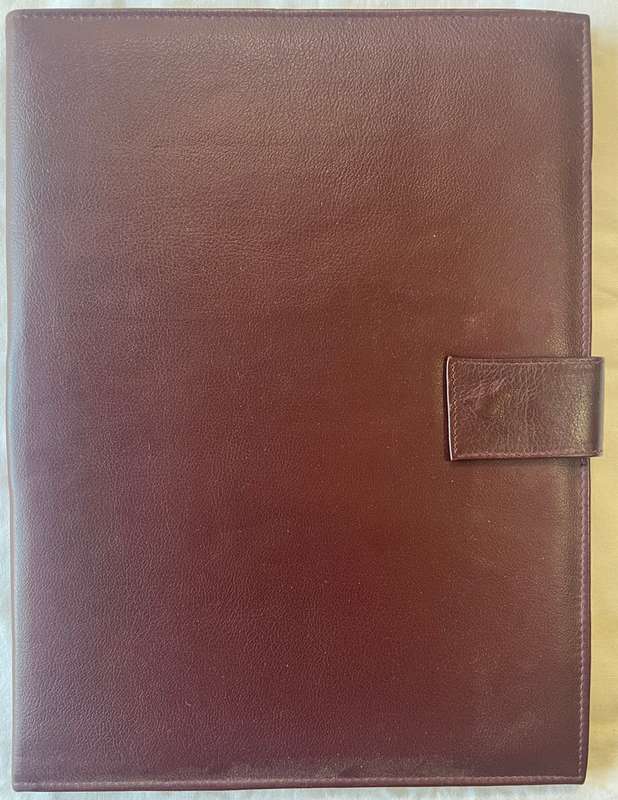 MAROON A4 SIZE LEATHER FOLDER IN EXCELLENT CONDITION