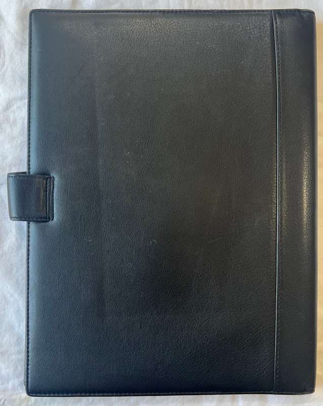 BLACK BUSBY A4 SIZE LEATHER FOLDER IN EXCELLENT CONDITION