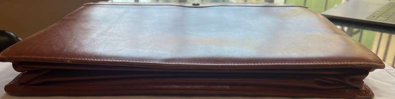 DESIGNER VINTAGE GOLDPFEIL BROWN LEATHER BRIEFCASE WITH WORKING LOCK MECHANISM MADE IN GERMANY