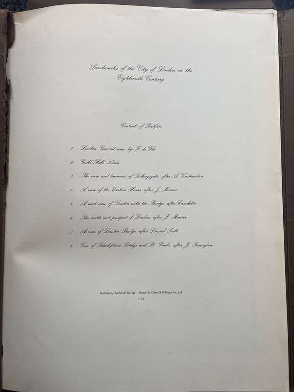 LANDMARKS OF THE CITY IN THE EIGHTEENTH CENTURY: EIGHT OF THE ENGRAVINGS IN GUILDHALL LIBRARY