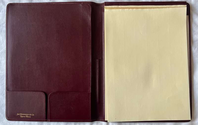 MAROON A4 SIZE LEATHER JAS HENNESSY AND CO COGNAC FRANCE FOLDER