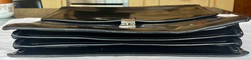 DESIGNER PRATESI BLACK LEATHER BRIEFCASE WITH WORKING LOCK MECHANISM MADE IN ITALY