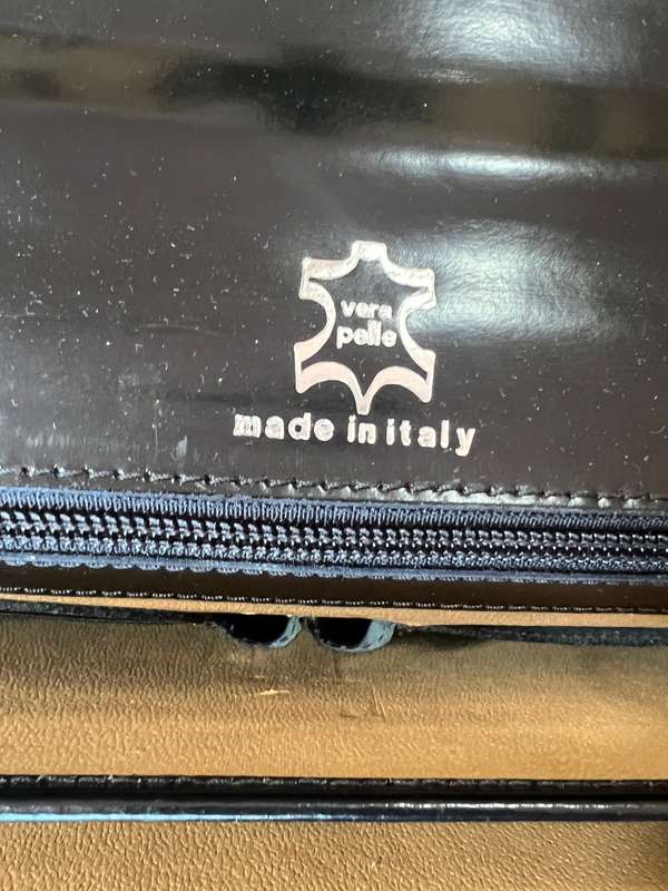 DESIGNER PRATESI BLACK LEATHER BRIEFCASE WITH WORKING LOCK MECHANISM MADE IN ITALY