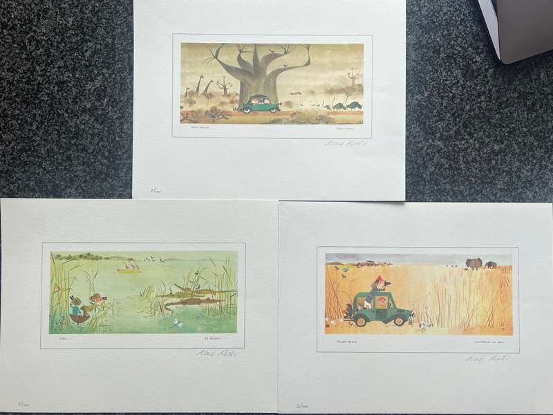 SIGNED, NUMBERED 2/1000! 1 x COLLECTION OF 3 PRINTS BY UNKNOWN ARTIST