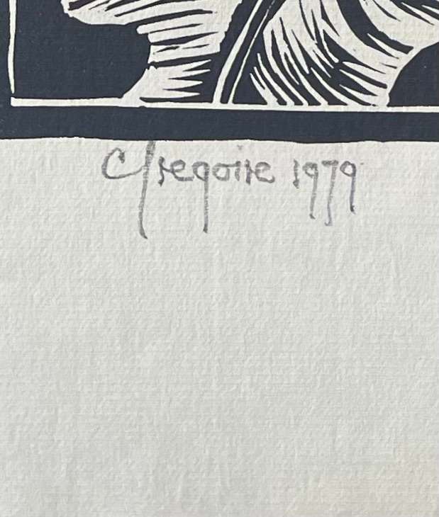 SIGNED AND DATED! GREGOIRE BOONZAIER LINOCUT "ARUM LILIES", 1979