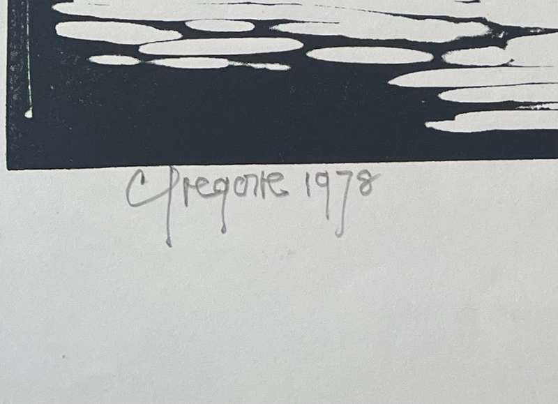 SIGNED AND DATED! GREGOIRE BOONZAIER LINOCUT "FUCHSIA", 1978