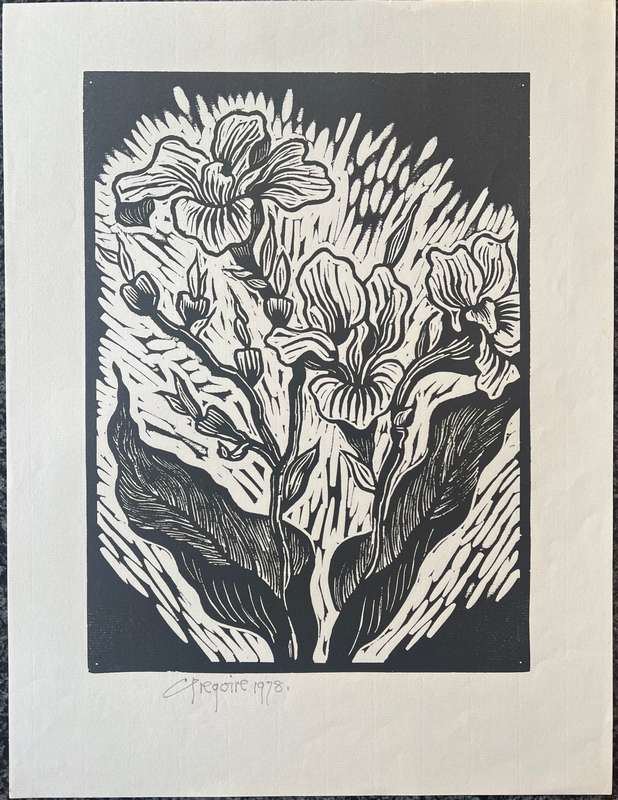 SIGNED AND DATED! GREGOIRE BOONZAIER LINOCUT "CANNAS", 1978