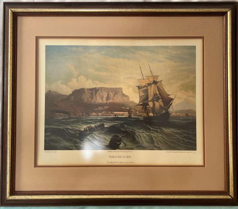 NUMBERED! 1 x COLLECTION OF MATCHING WOOD AND GILT-FRAMED PRINTS OF TABLE BAY, THOMAS BAINES