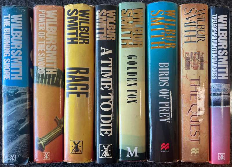8 WILBUR SMITH BOOKS: ALL  HARDCOVER FIRST EDITIONS