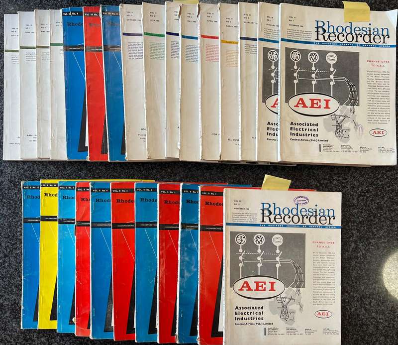 70 ISSUES OF THE RHODESIAN RECORDER + 2 SUPPLEMENTS: INCOMPLETE SET FROM 1955 - 1964