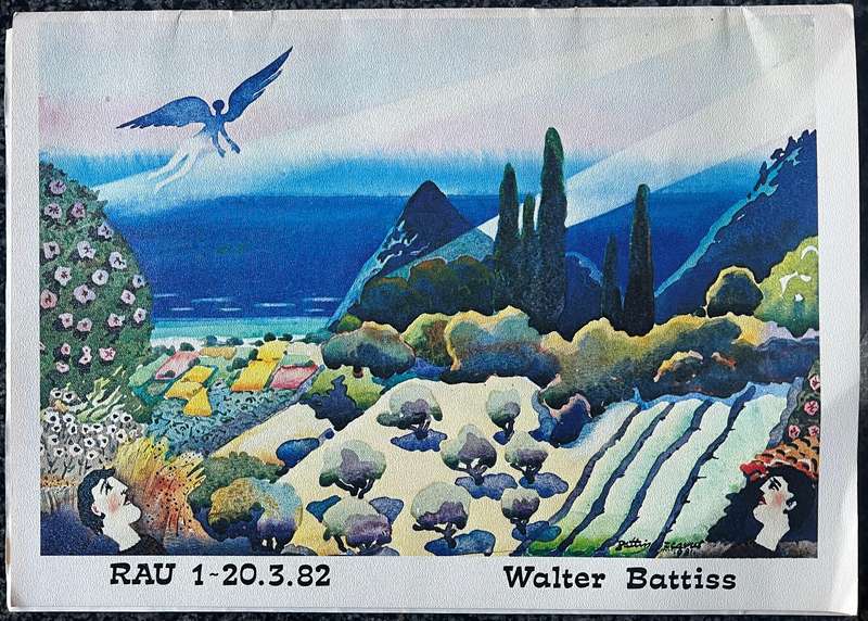 WALTER BATTISS RAU 1 - 20.3.82 EXHIBITION INVITATION AND CATALOGUE