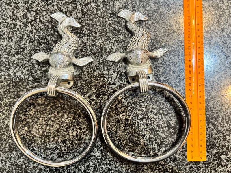 VINTAGE KOI HALL MACK HAND TOWEL HOLDER SET OF 2