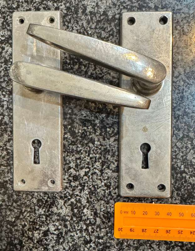 SET OF MATCHING ART DECO DOOR HANDLES - ARCHITECTURAL SALVAGE