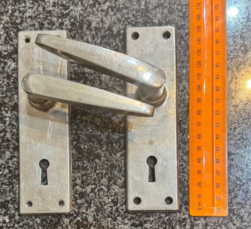 SET OF MATCHING ART DECO DOOR HANDLES - ARCHITECTURAL SALVAGE