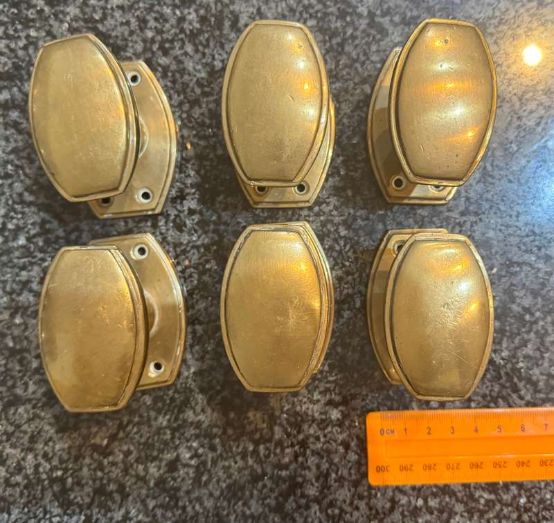 3 SETS OF ART DECO BRASS DOOR KNOBS - ARCHITECTURAL SALVAGE