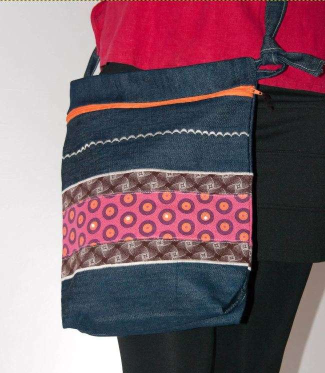 Combo - Denim Shweshwe Sling bag & Wallet Combo. Truly South African. Hand made and unique.