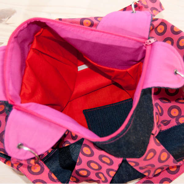 Combo Pink African Hobo bag with a FREE WALLET made from South African Shweshwe. Boho bag / Messenge