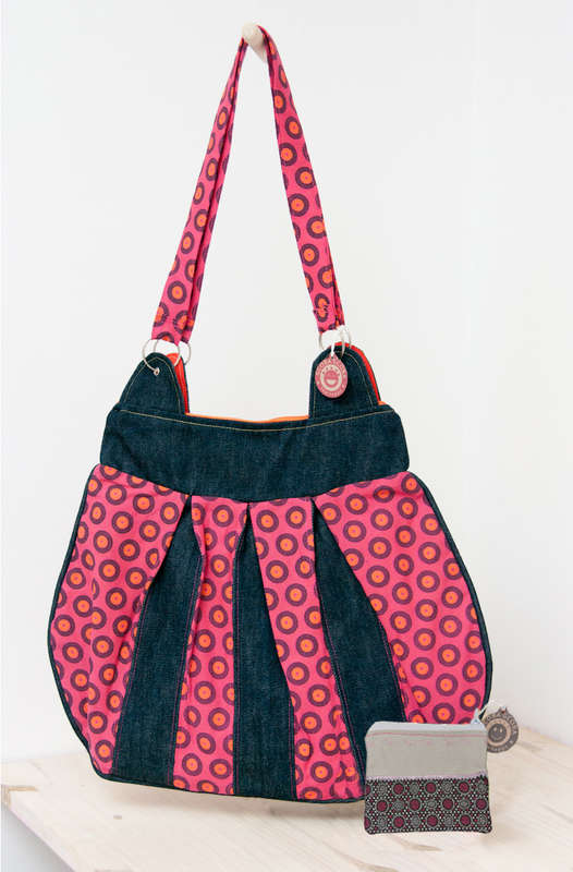 Combo Pink African Hobo bag with a FREE WALLET made from South African Shweshwe. Boho bag / Messenge