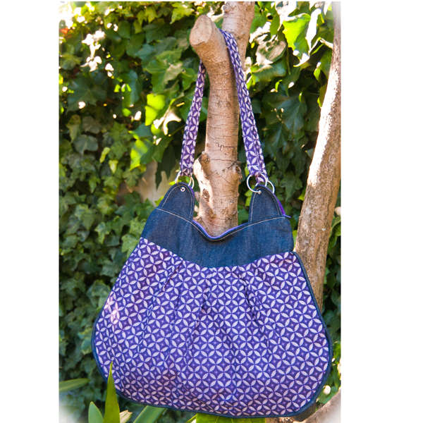 Big Purple Shweshwe Hand Bag with Free Wallet, Hand Made, Boho bag / Messenger