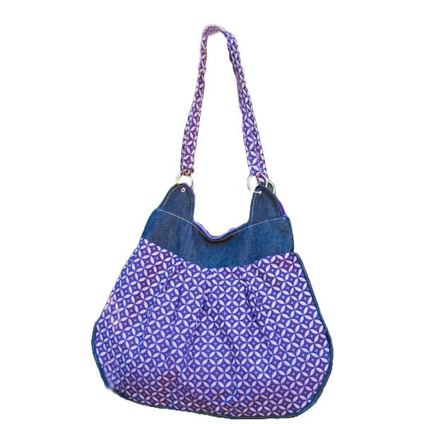 Big Purple Shweshwe Hand Bag with Free Wallet, Hand Made, Boho bag / Messenger