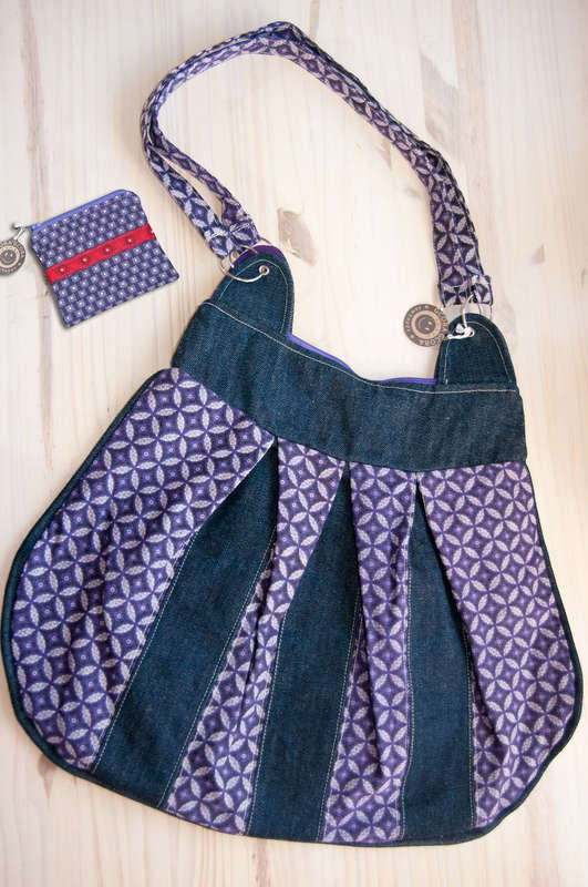 Big Purple Shweshwe Hand Bag with Free Wallet, Hand Made, Boho bag / Messenger
