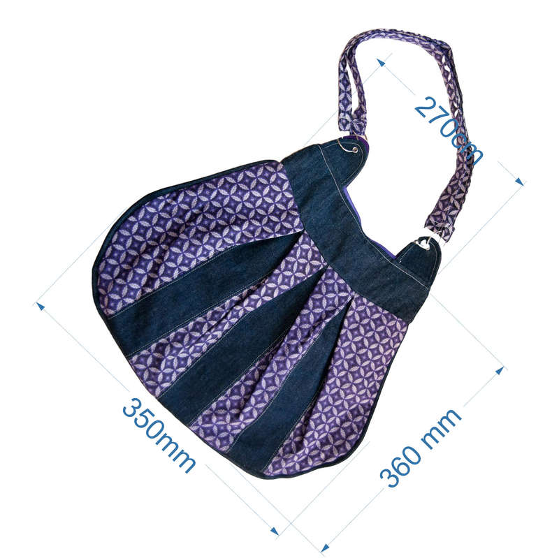 Big Purple Shweshwe Hand Bag with Free Wallet, Hand Made, Boho bag / Messenger