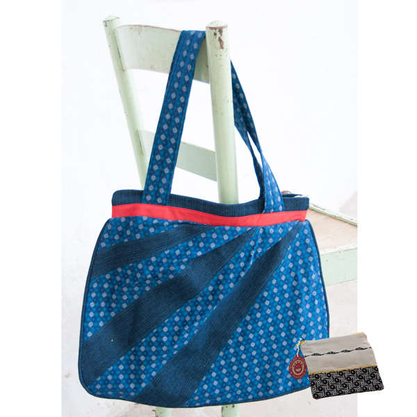 Combo Blue and red South African Shweshwe and denim Bag & Wallet. Boho bag / Hobo bag /Messenger