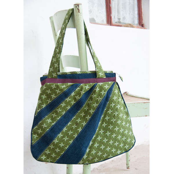 Combo Green and Blue South African Shweshwe and denim Bag & Wallet. Boho bag / Hobo bag /Messenger