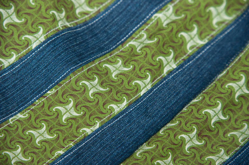 Combo Green and Blue South African Shweshwe and denim Bag & Wallet. Boho bag / Hobo bag /Messenger