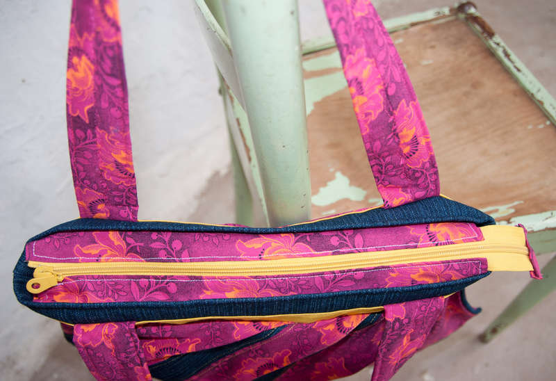 Combo Pink and Blue South African Shweshwe and denim Bag & Wallet. Boho bag / Hobo bag / Hand make