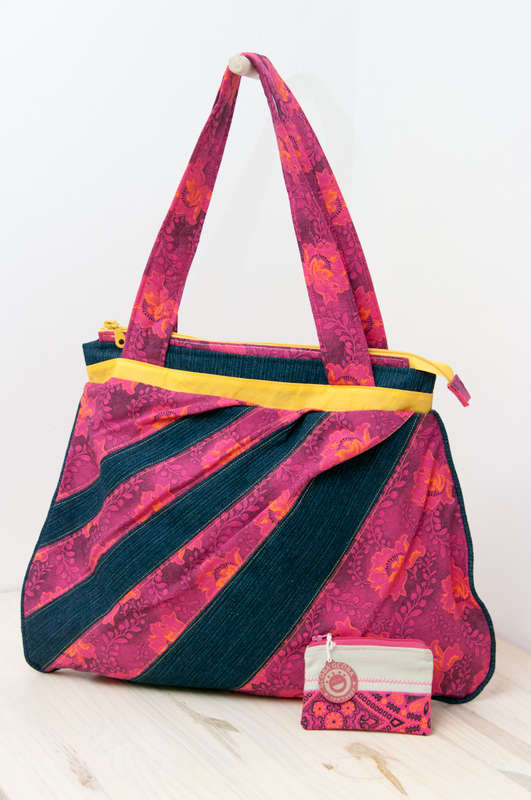 Combo Pink and Blue South African Shweshwe and denim Bag & Wallet. Boho bag / Hobo bag / Hand make