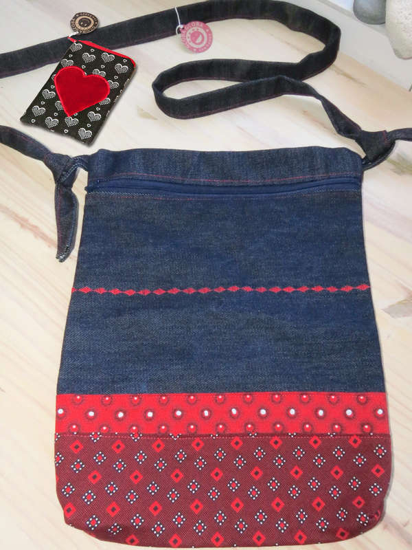 Combo - Denim Shweshwe Sling Bag & Wallet Combo. Truly South African. Hand made and unique.