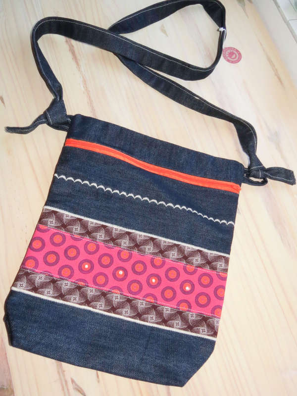 Combo - Denim Shweshwe Sling bag & Wallet Combo. Truly South African. Hand made and unique.