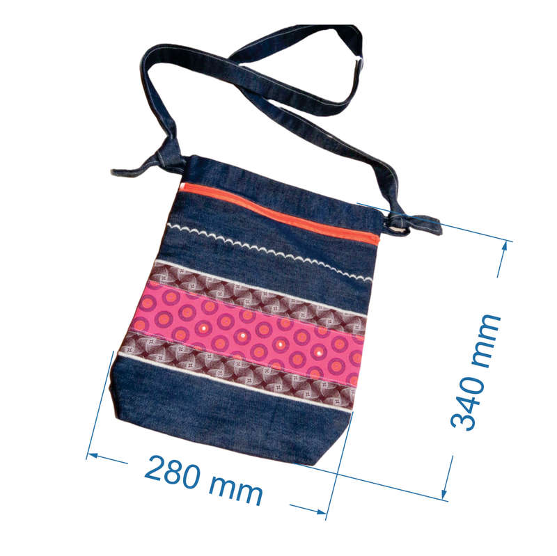 Combo - Denim Shweshwe Sling bag & Wallet Combo. Truly South African. Hand made and unique.