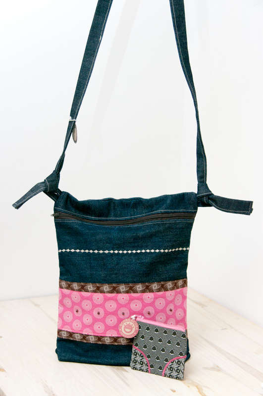 Combo - Denim Shweshwe Sling Bag & Wallet Combo. Truly South African. Hand made and unique.