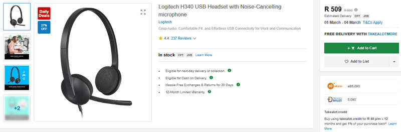 Logitech H340 USB Headset with Noise-Cancelling microphone