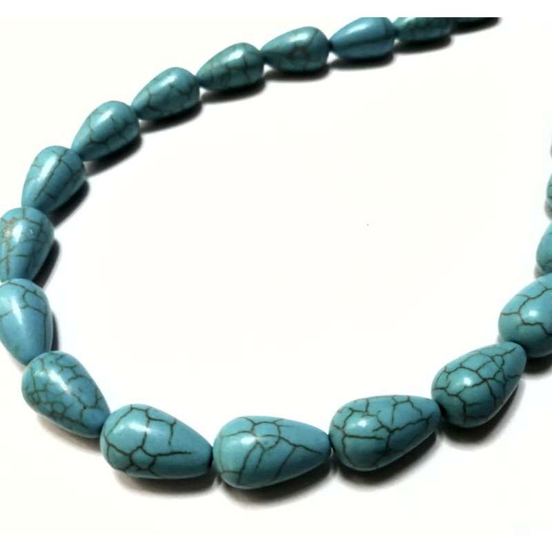 Beads / Howlite  - Stone Beads - 16x10mm drops -3 single pcs / Beads for crafting