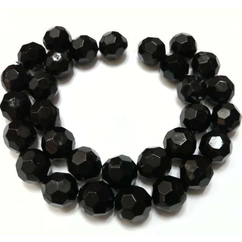 Beads / Acrylic Beads - 12mm facetted ball-  30pcs - black / Beads for crafting