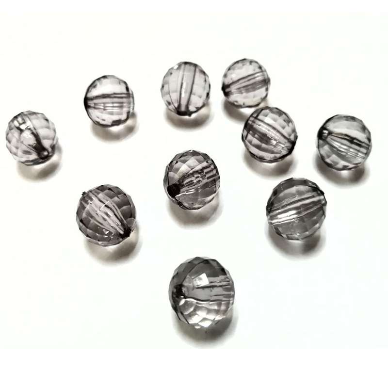 Beads / Acrylic Beads -12mm-10pcs-grey facetted ball- crystal optic / Beads for crafting