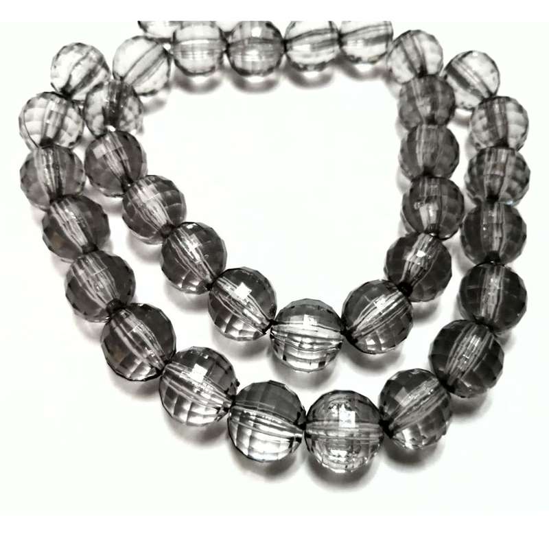 Beads / Acrylic Beads -12mm-35pcs-grey facetted ball- 42cm string / Beads for crafting