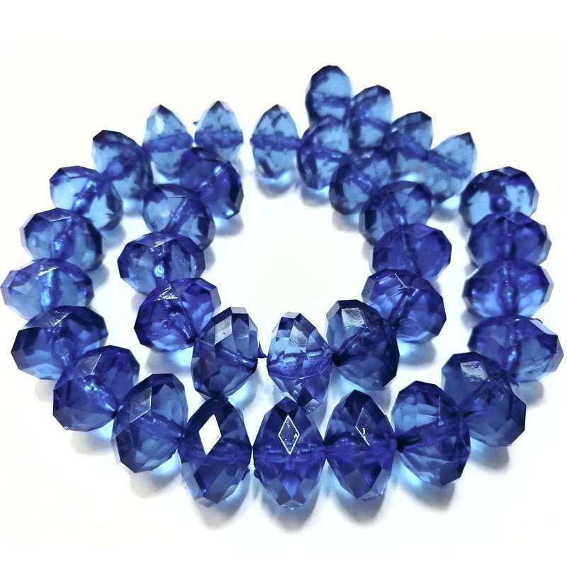 Beads / Acrylic Beads -16mm-35pcs-string-blue facetted rondel- crystal optic- for jewellery crafting