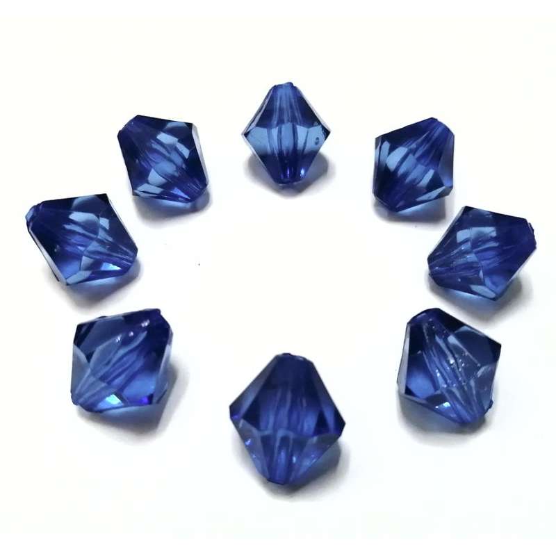 Beads / Acrylic Beads -14mm-8pcs-blue facetted bicone-crystal optic / Beads for crafting
