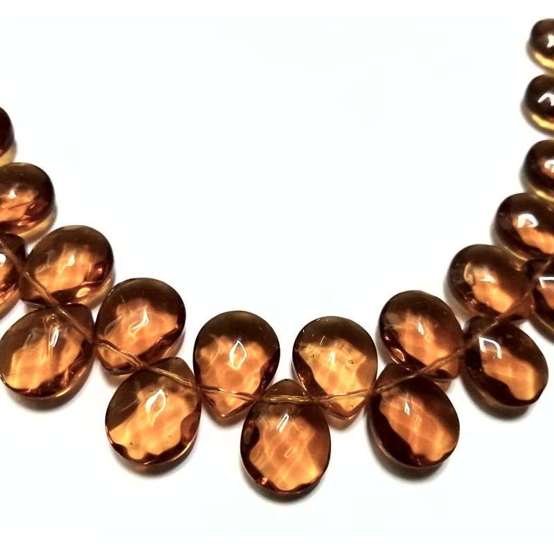 Beads / Glass Beads -16x12mm faceted amber brown teardrops- 28pcs string / Beads for crafting