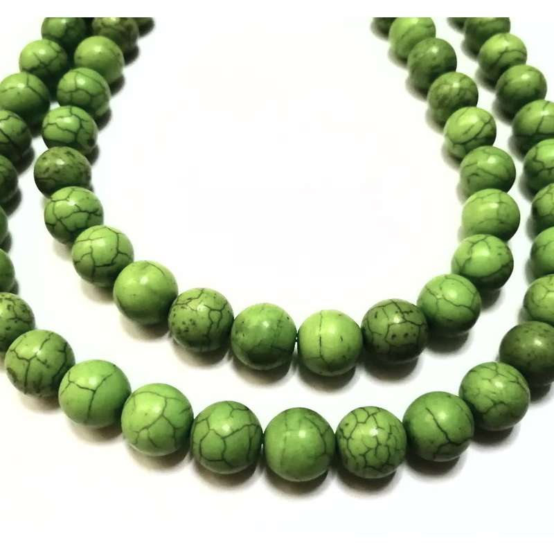 Beads / Howlite  - Stone Beads - 12mm green ball  -5 single pcs / Beads for crafting