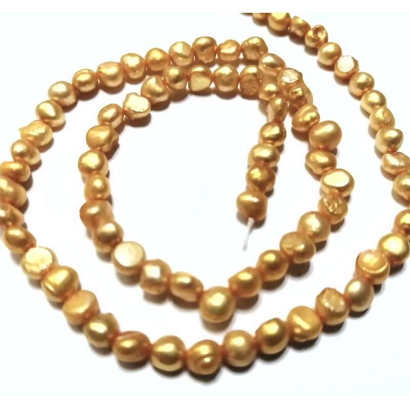 Keshi Shell Pearl Beads +/- 5x6mm -37cm string -warm yellow - beads for crafting