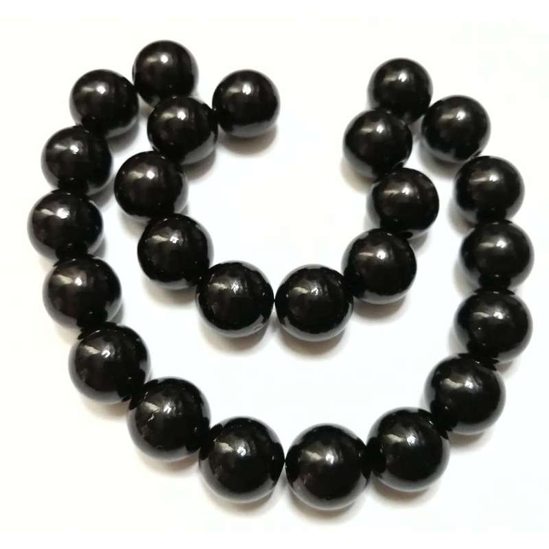 Beads / Acrylic Beads - 14mm ball-  25pcs - black extreme glossy / Beads for crafting