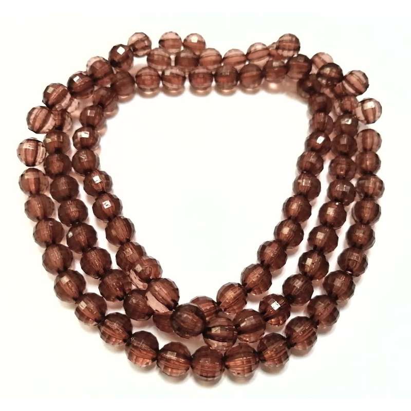 Beads / Acrylic Beads -8mm -100pcs-string round brown facetted - crystal opt- for jewellery crafting
